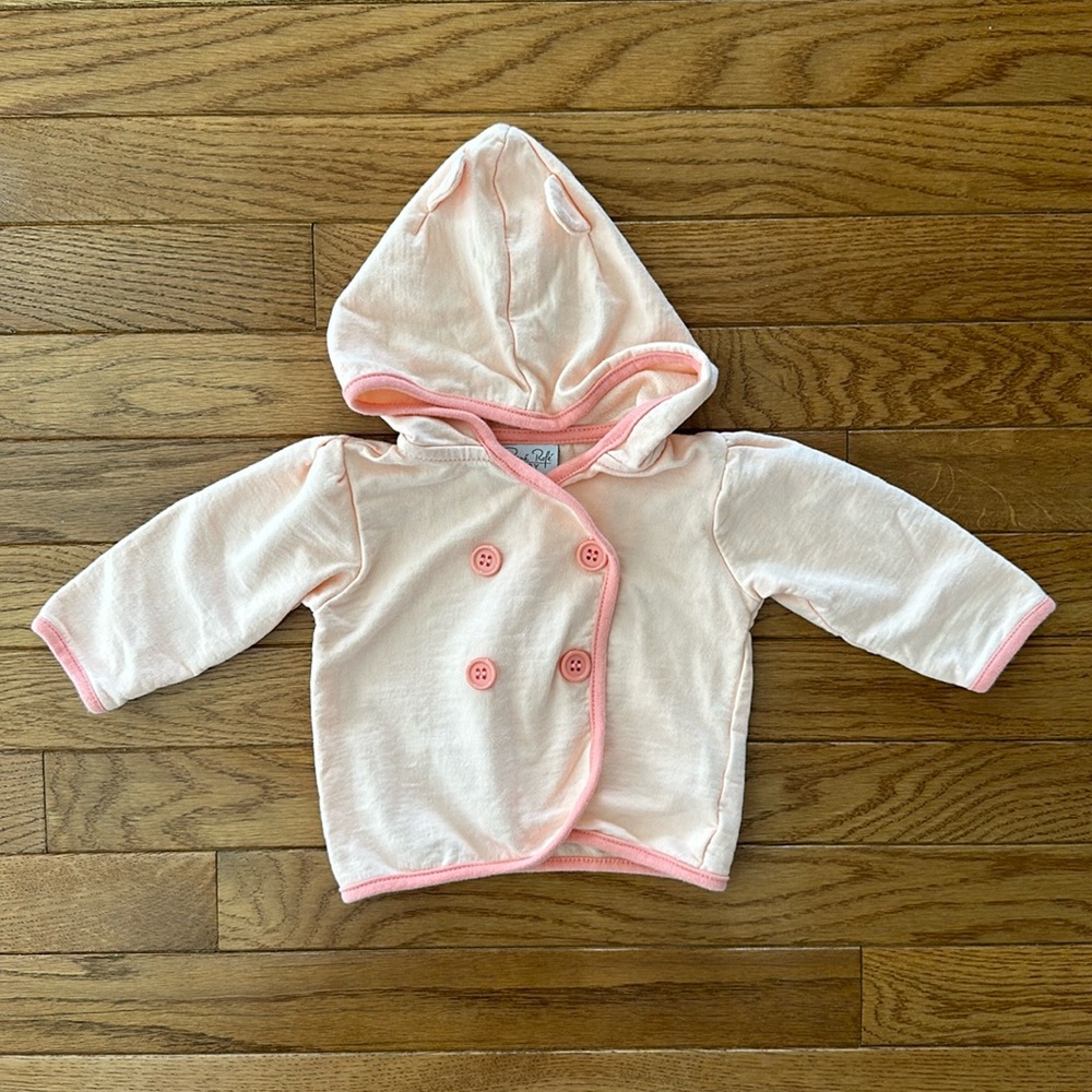 💓 RENE ROFE Baby Girl Jacket with hood 3-6 months hoodie pink peach EUC